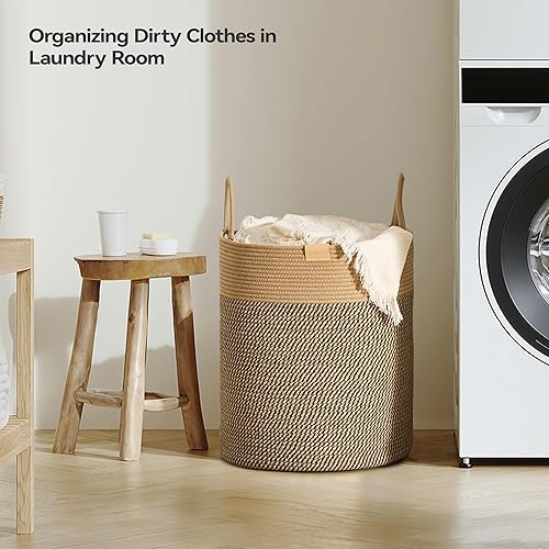 Miniatura 3 de Nunsino Cesta de lavandería de 62 litros, paquete de 2, cesta de almacenamiento tejida para cuarto de bebé, para juguetes, almohadas, mantas, oscuro