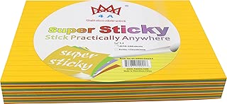 4A Super Sticky,6 x 8 Inches,Extra Bright Color Assorted,Lined,Self-Stick Notes,50 Sheets/Pad,4 Pads/Pack,200 Sheets/Pack,4A 608S-Lx4 - coolthings.us