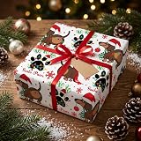 Vnaaem Dog Christmas Wrapping Paper Roll – Funny dachshund with merry Xmas message