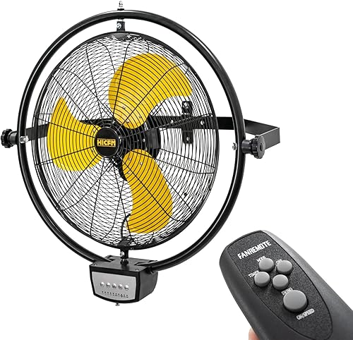HiCFM Ventilador de pared con control remoto de 20 pulgadas, ventiladores de pared oscilantes de alta velocidad de 5100 CFM de 3 velocidades con
