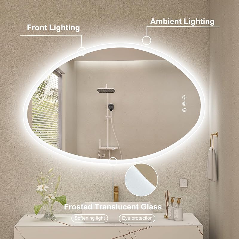S'bagno LED Fürdőszobai Tükör 600x900 mm - Bluetooth, Páramentesítő, 3 Színhőmérséklet, Fényerőszabályzás, Memória Funkcióval, Vízálló IP44