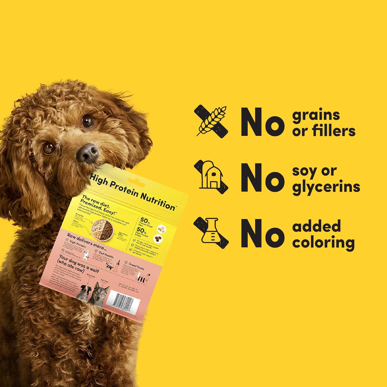 RawMix50 Ocean Fish and Salmon Dog Food, 50% Freeze-Dried Raw, High Protein, Grain-Free Kibble, Complete and Balanced, 2lb