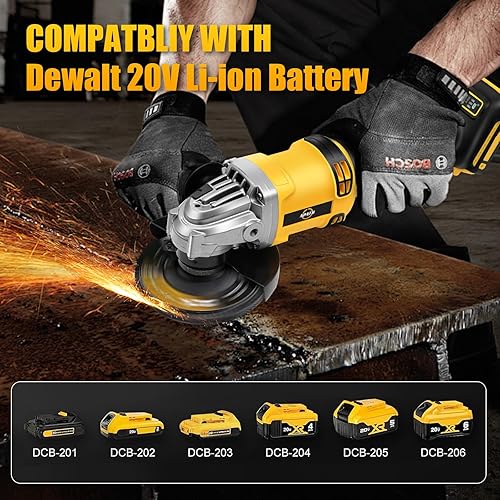 Vista 2 de Amoladora angular inalámbrica compatible con batería DEWALT de 20 V máximo, 4-12 pulgadas, motor sin escobillas de 11000 RPM para cortar, moler
