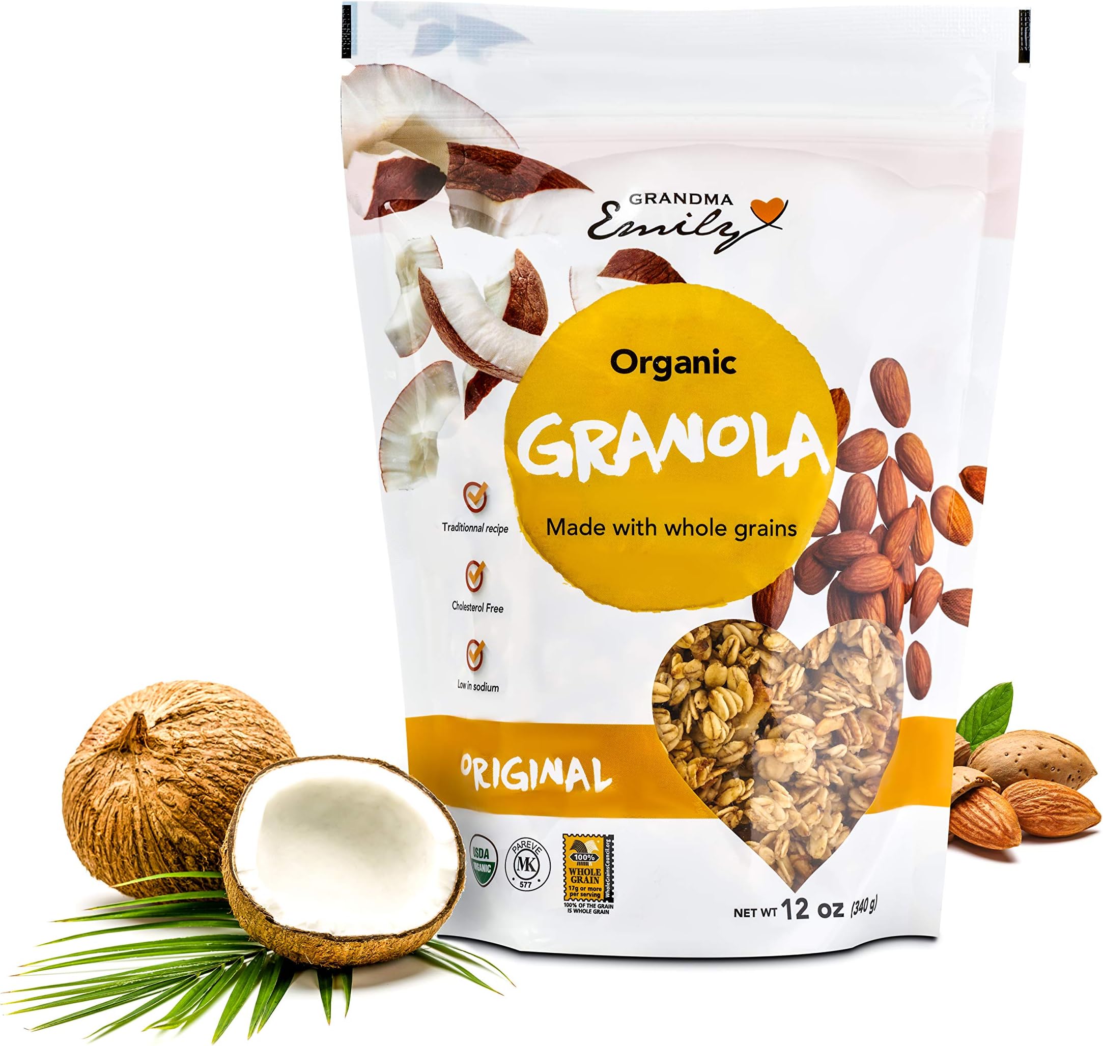 Grandma Emily Organic Original Granola Cereal Made With Almonds and Coconut 11.64 oz (4 Pack)