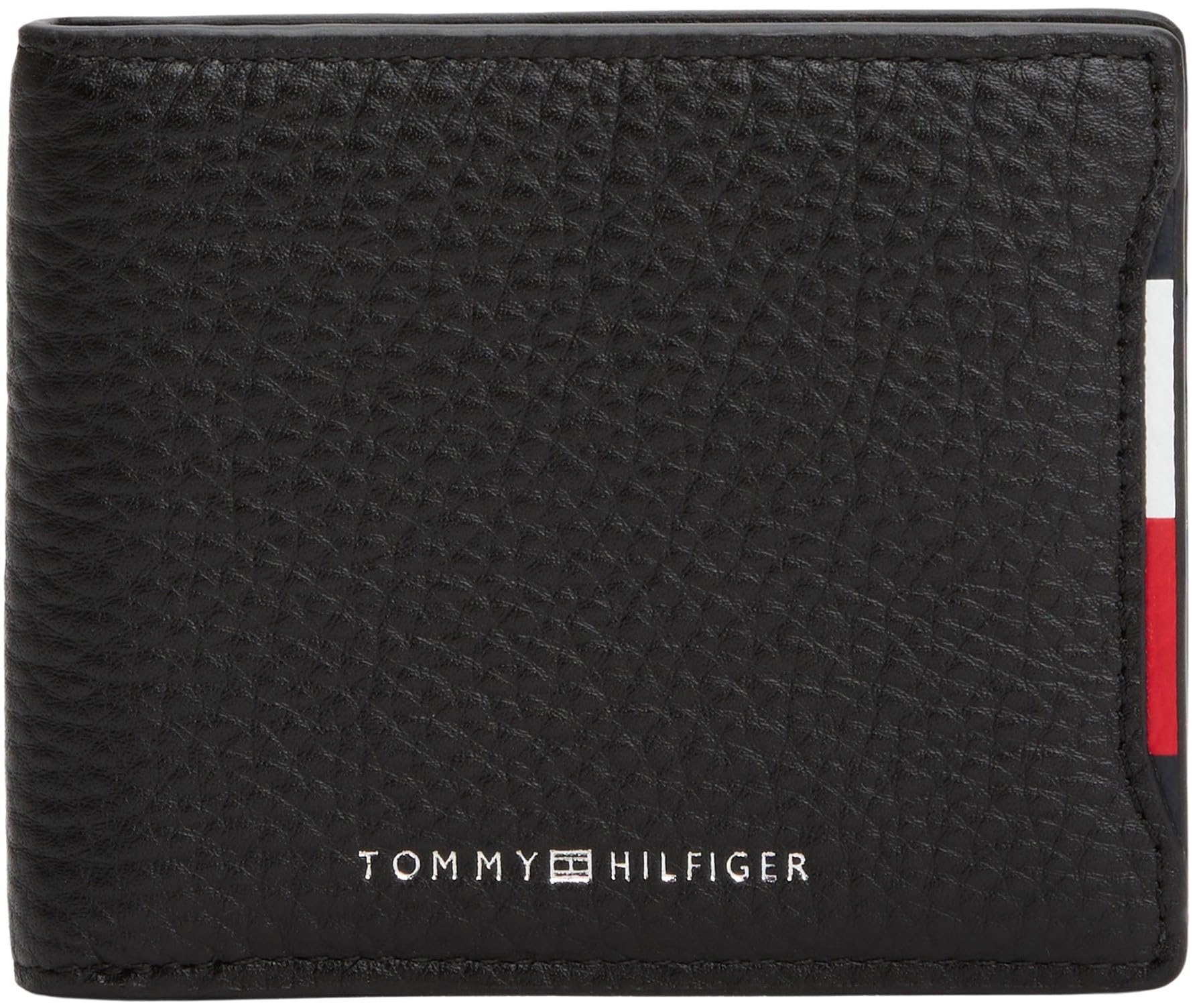 Tommy Hilfiger Men’s Central Mini Wallet with Logo, Black (Black), One Size