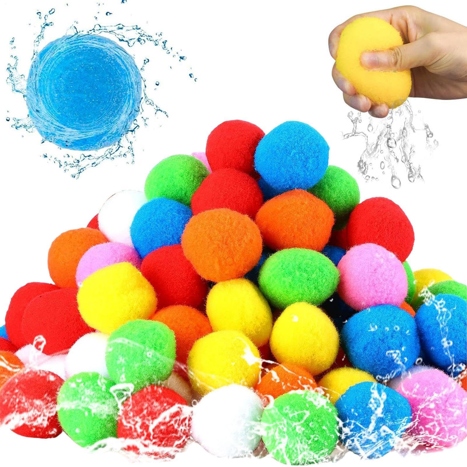 2026 Upgraded Reusable Water Sponge Balls,60 Pieces Quick Soak PP Soft Water Fight Toy,Multicolor Safe Water Ball For Kids,Adults,Summer,Backyard,Beach Party Games