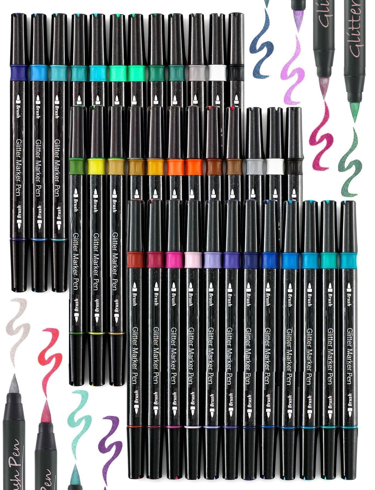 Amitasha 72 Colors Glitter Markers Pen Water Based Brush Paint