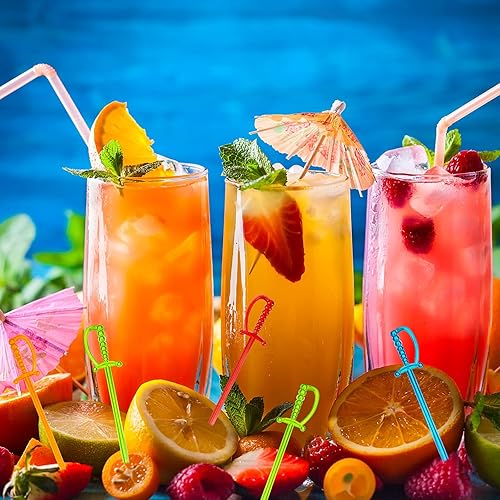 Miniatura 5 de 500 piezas de espadas de cóctel de plástico, palillos de bebidas de frutas, a granel, coloridos aperitivos, paquete de palillos de dientes para