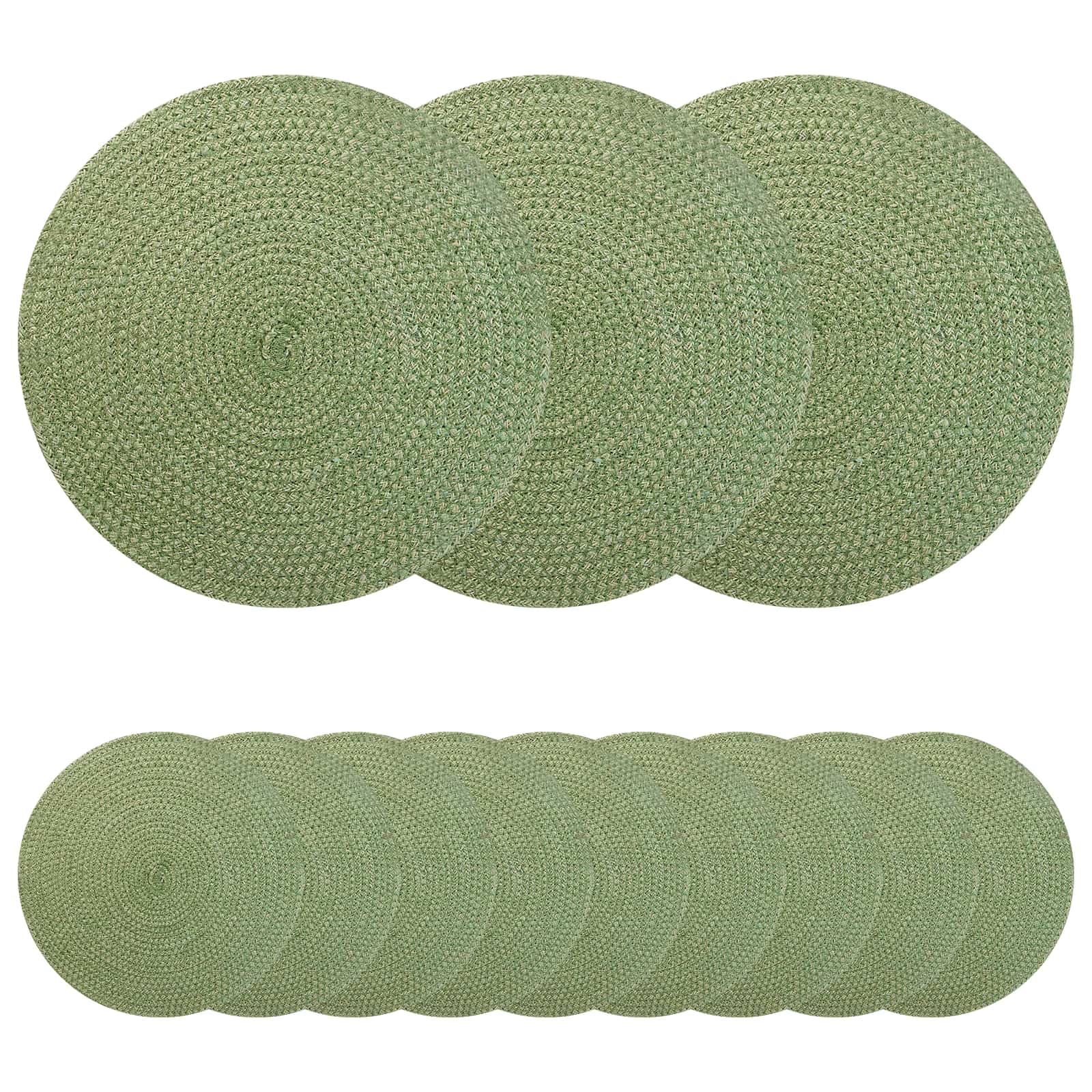 Jute-Untersetzer 12 Stuck Olivgrun 30 cm 100% Jute | Rustikales Design, strapazierfahig, fur taglichen Gebrauch, pflegeleicht mit feuchtem Tuch