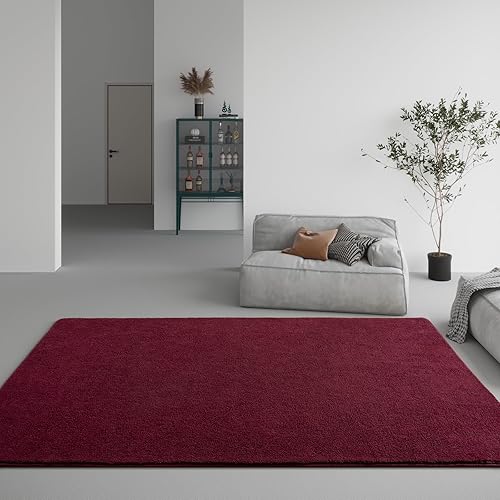 Miniatura 3 de DweIke Alfombras modernas grandes de color rojo vid para dormitorio, sala de estar, alfombras de interior de espuma viscoelástica gruesa de 5 x 7