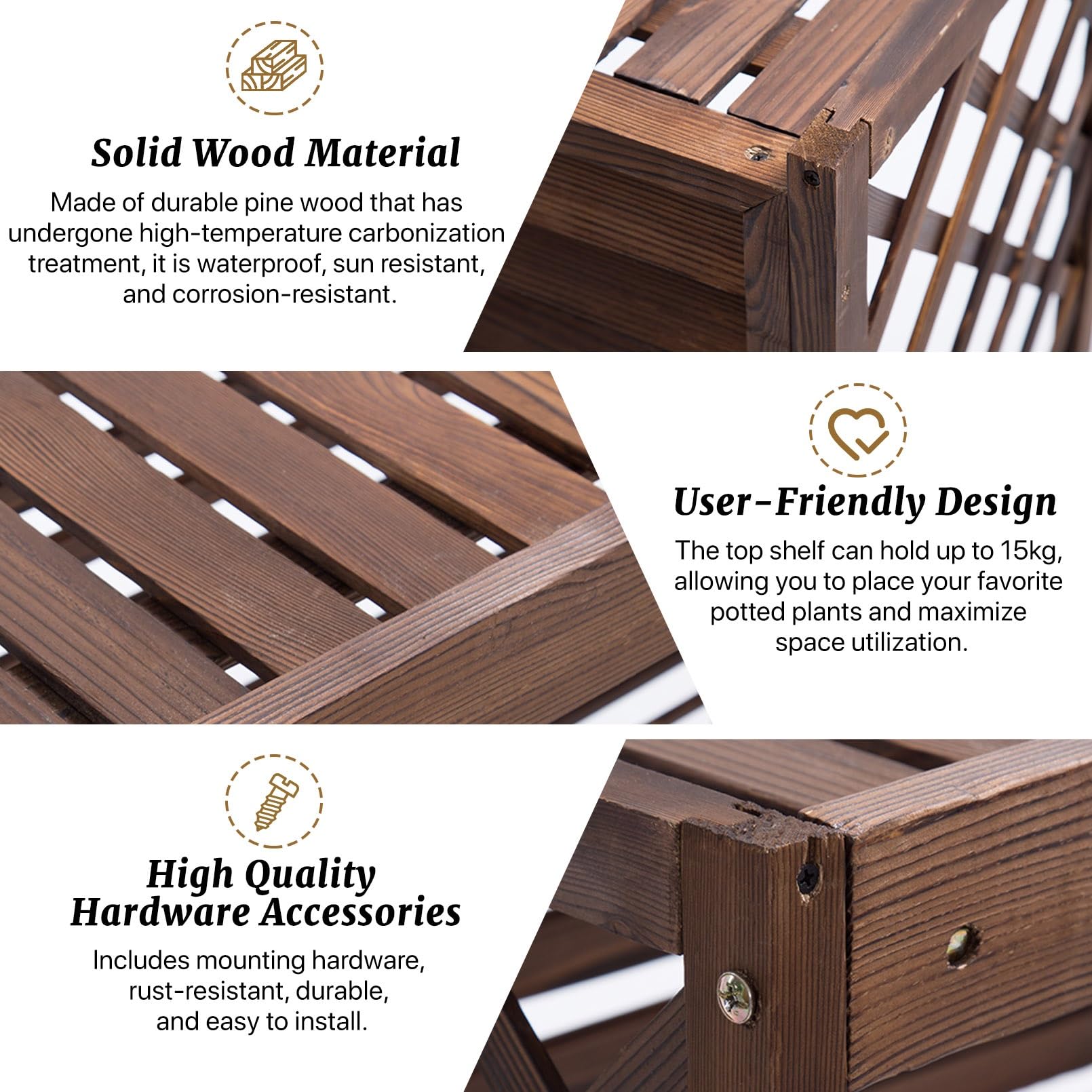 Marron Cache Clim Bois Cache Climatiseur Extérieur Bois Cache Pompe a Chaleur Extérieur Bois Pour Cacher Climatisation Support De Fleur Anti-Corrosion Support De Climatiseur Pour Jardin(110x50x85cm)
