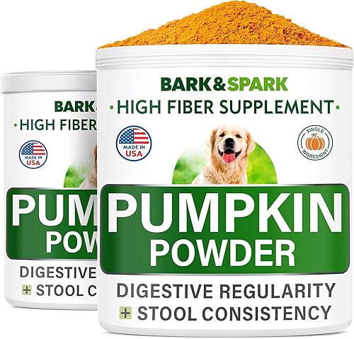 BARK&SPARK Calabaza para perros, suplemento de fibra en polvo de 16.2 onzas y suavizante de heces, trata diarrea, estreñimiento, malestar estomacal,