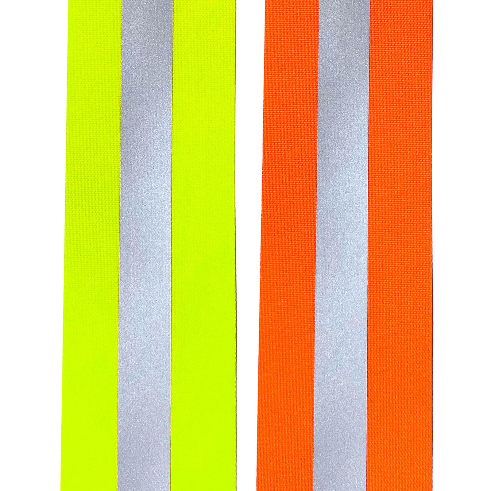 Bande Réfléchissante 100% Polyester 100 Mètres x 50 mm Orange Fluo Ruban de Sécurité Haute Visibilité Réfléchissant≥300
