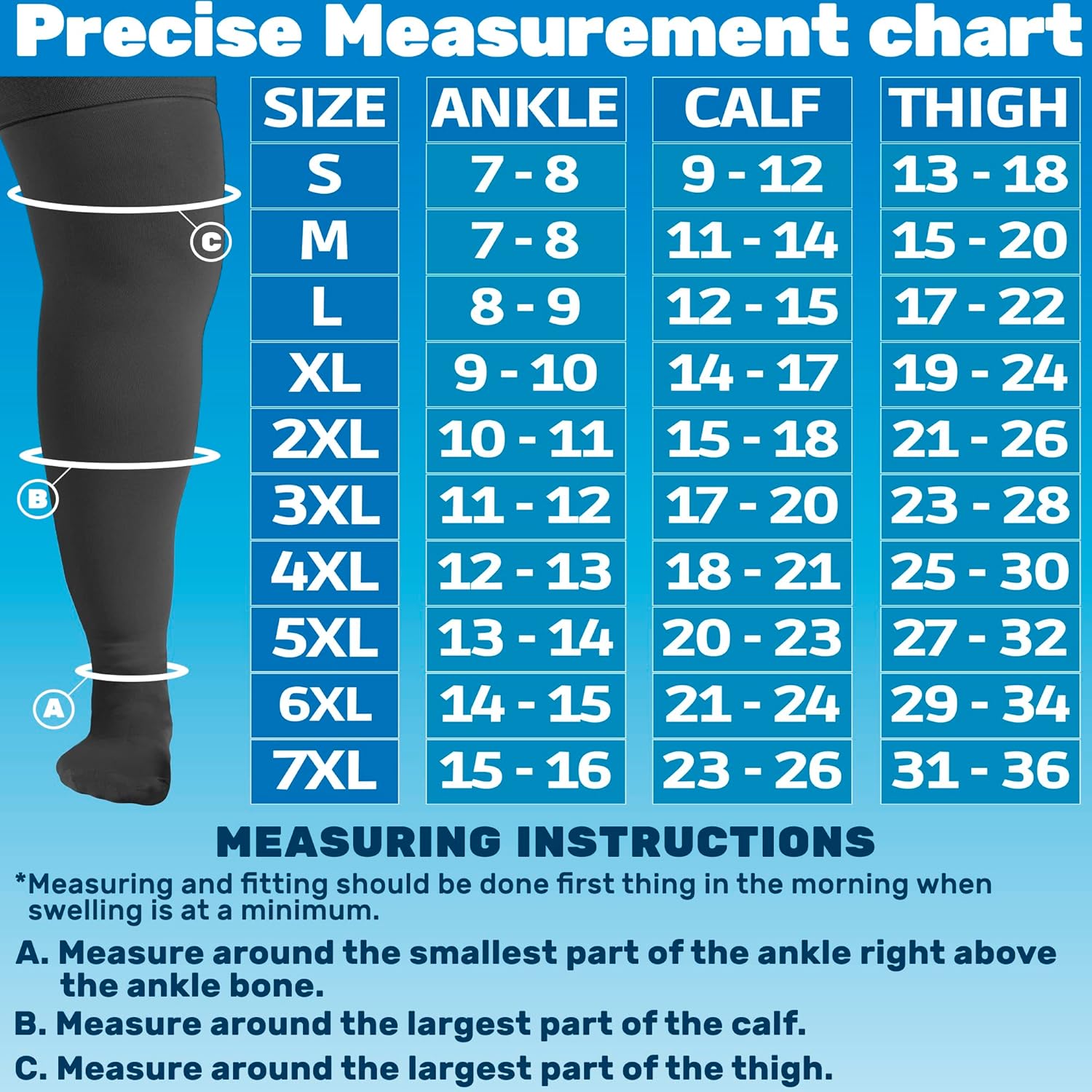 ABSOLUTE SUPPORT Wide Calves Thigh High Compression Socks for Women & Men 20-30mmHg, Unisex Opaque Over Knee Compression Stockings for Pregnant, Nursing, Sports, Travel, Flying, Black, 4X-Large - Image 5