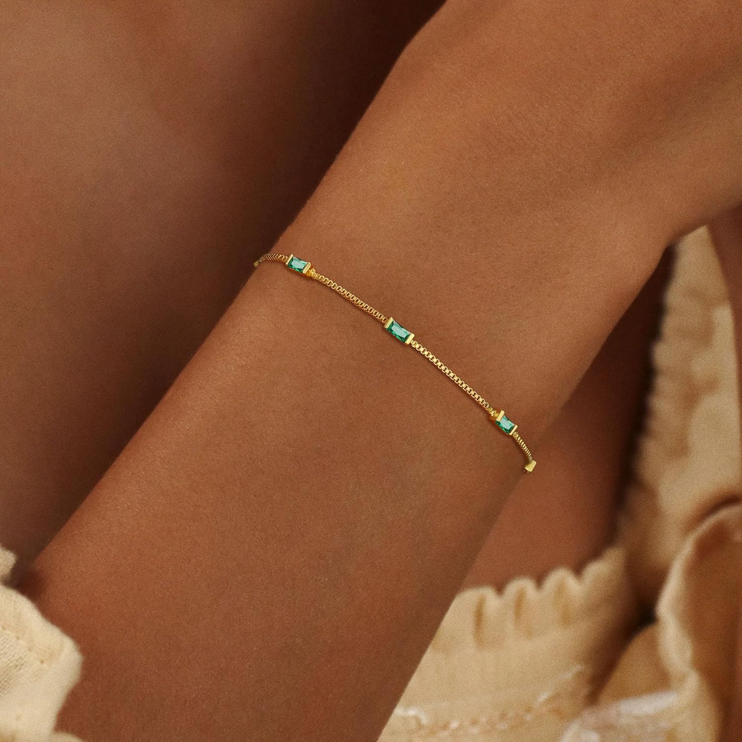 Birthstone Bracelets for Women Trendy, Dainty 18K Gold/Silver Plated Diamond Bracelet Non Tarnish Friendship Bracelet Jewelry Gifts for Women Mom Sister Daughter Girlfriend - Image 2