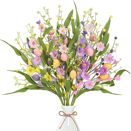 Sggvecsy Artificial Easter Stems 6 Pcs Spring Egg Picks with