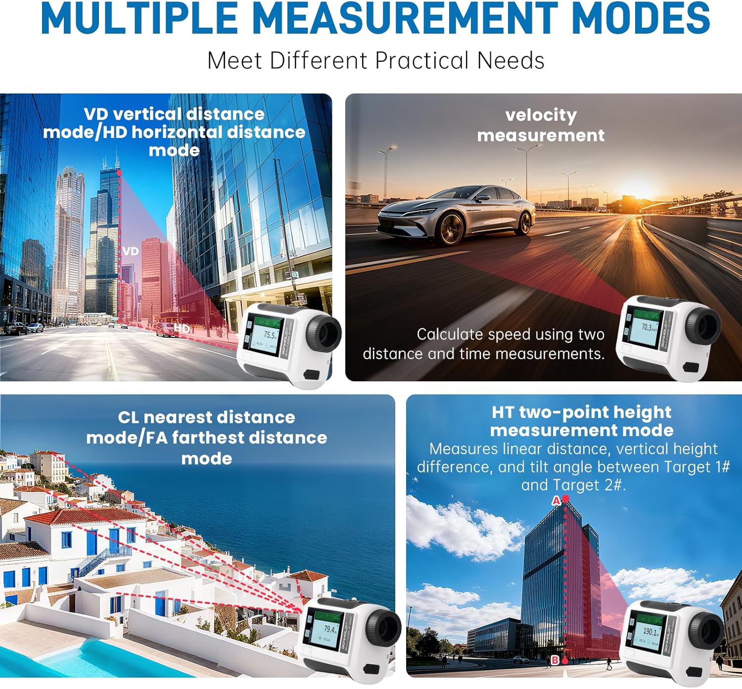 Golf Rangefinder with Slope & Flag Locking Vibration, High-Precision, 1200 Yards, 6.5X Magnification, Side Touchscreen, Rechargeable, for Golfing/Hunting/Engineering