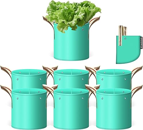 Miniatura 10 de 7 bolsas de cultivo de 20 galones, bolsas de cultivo de jardín PE para plantas con agujeros de unión de ramas y agujeros de drenaje inferiores