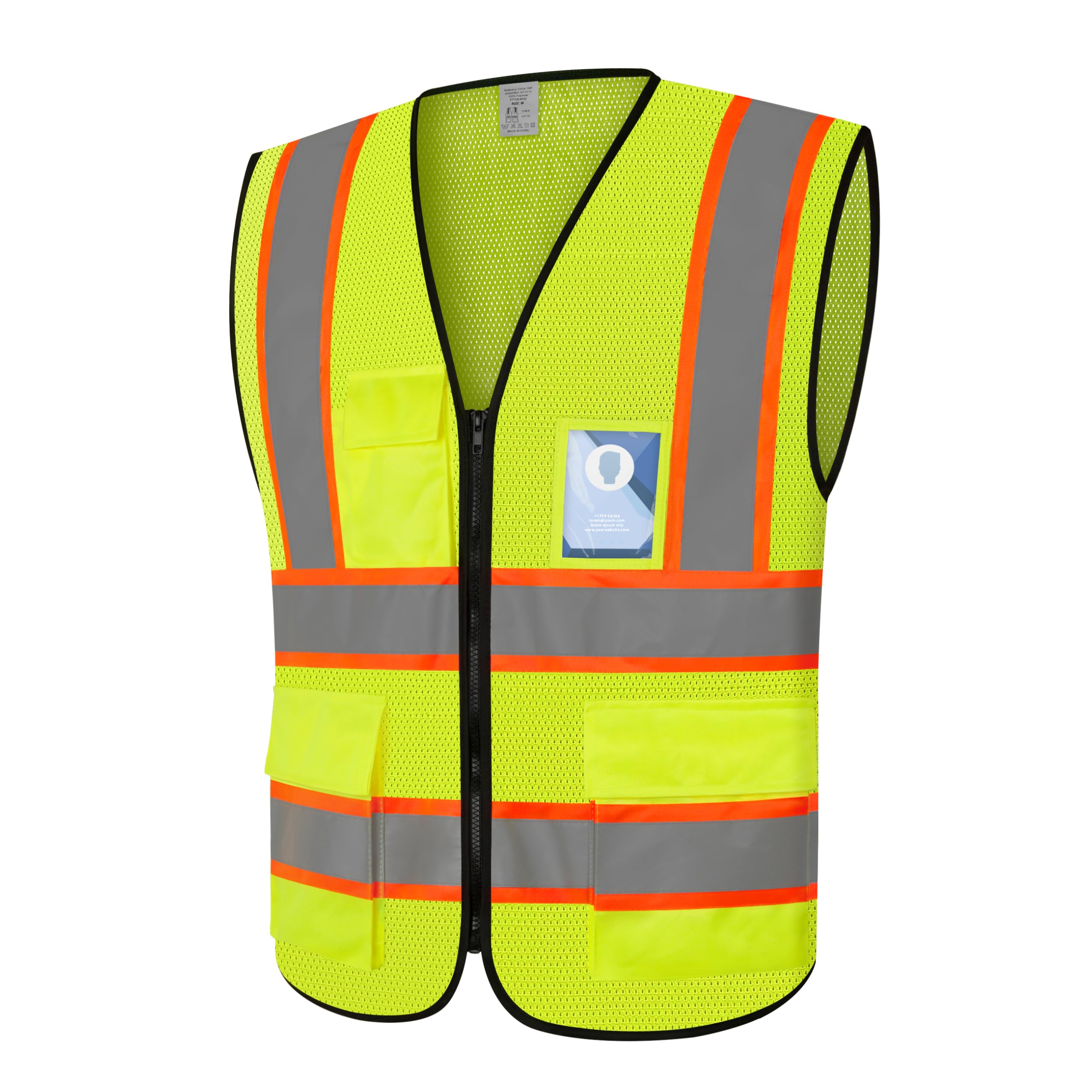 LIZMOF Reflective Vest for Men Women, High Visibility Vest with Pockets, Construction Safety Mesh Work Apparel with Reflective Strips, ANSI Compliant,