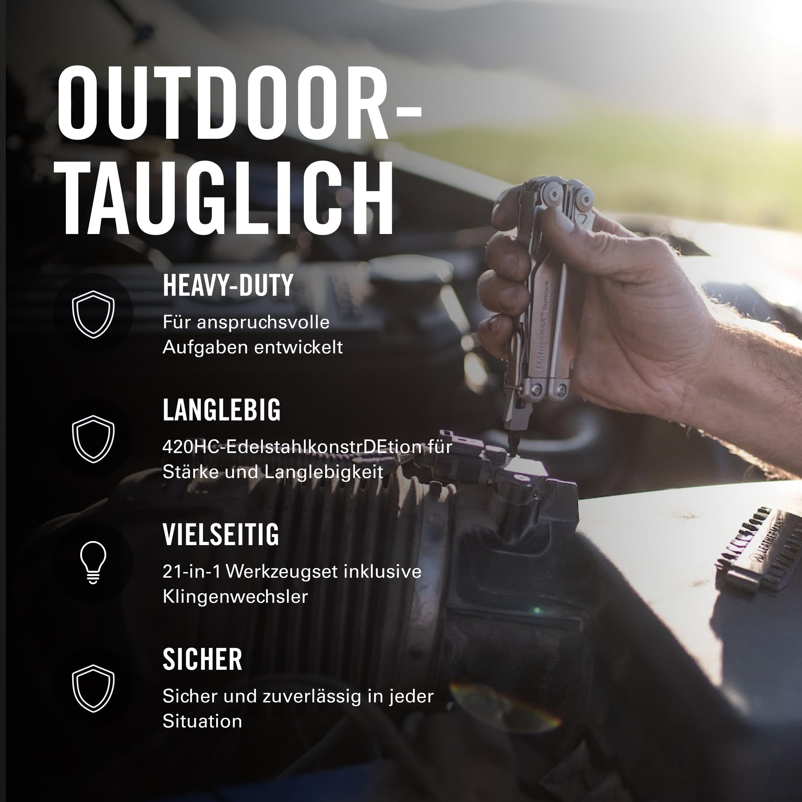 Leatherman Surge Multi-Tool - 21 strapazierfähige Werkzeuge mit Klingen - Schwarz