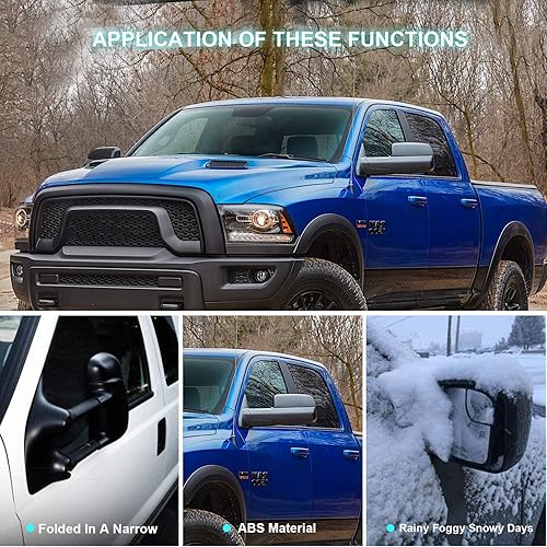 Miniatura 3 de SCITOO Compatible con espejos de remolque 2002-2008 para Dodge para Ram 1500 2003-2009 para Dodge para Ram 2500 3500 Pickup Power Climatizada para