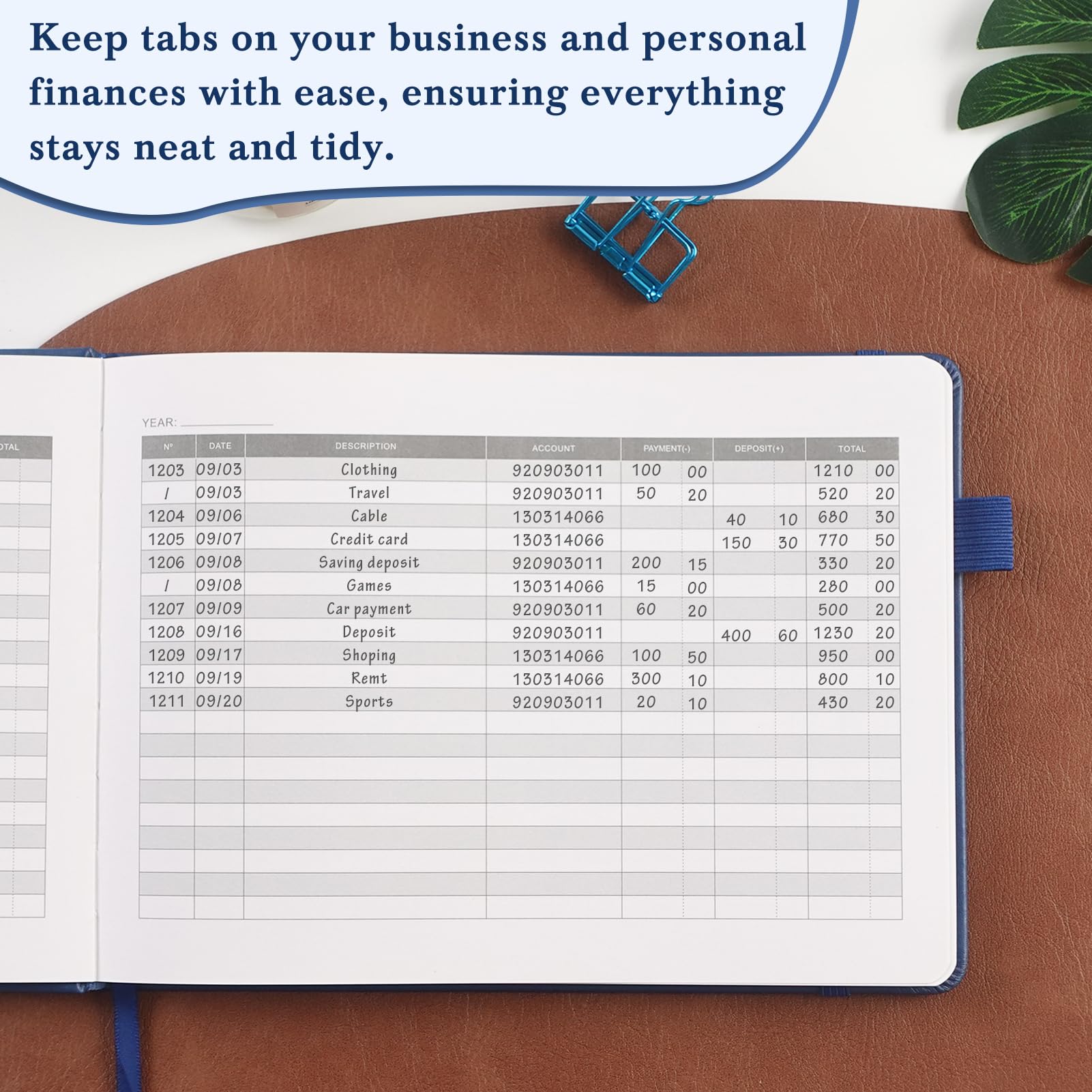 Libro de contabilidad – Libro de contabilidad para contabilidad personal y de pequeñas empresas, cuaderno de seguimiento de gastos para gastos, depósitos y saldos, libro de registro B5 para artículos