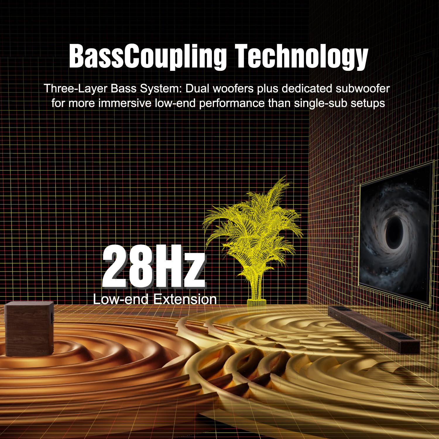 Flagship 5.3.4 - Sistema audio surround con Dolby Atmos, soundbar con 2 surround wireless, tecnologia BassCoupling da 28 Hz, soundbar home theater da 800 W per Smart TV w/eARC, BT 5.4