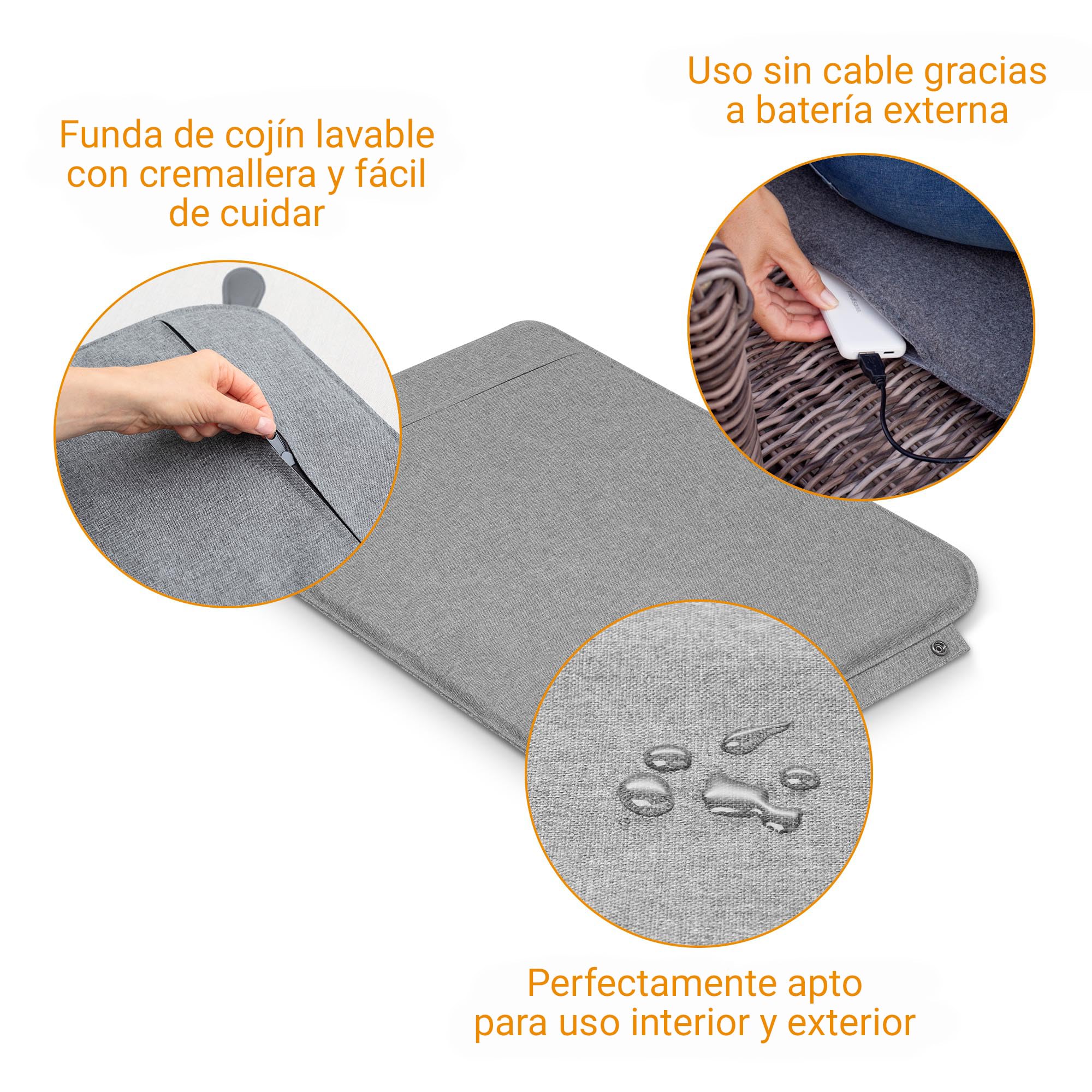 medisana OL 750 almohadilla térmica con función de calor, almohadilla térmica para uso en exteriores con tiempo fresco, 3 niveles de temperatura con superficie de fieltro suave