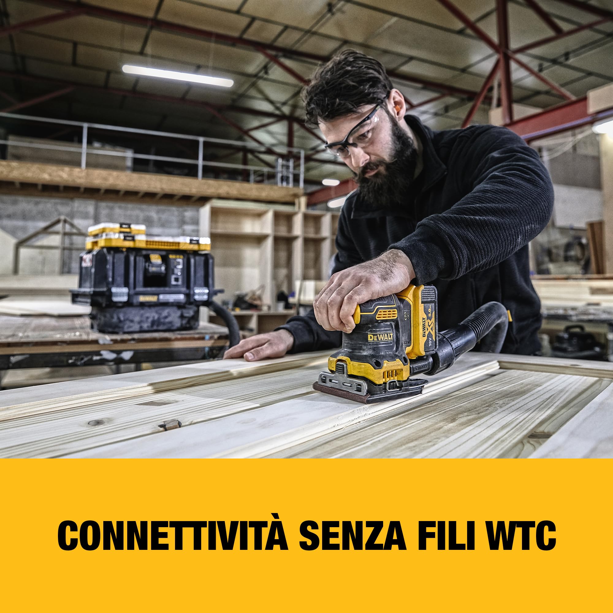 DEWALT Levigatrice orbitale1/4 XR 18V Motore Brushless - Solo corpo macchina e TSTAK, DCW200NT-X