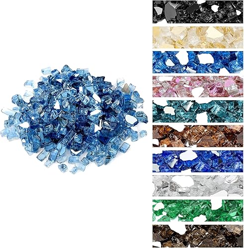 Onlyfire Vidrio de fuego de 10 libras para fogata de propano y chimenea de gas, rocas de vidrio reflectante de 12 pulgada para mesa de fogata y