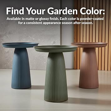 Sunnydaze Modern Bird Bath for Outside, Iron, 23 H, Matte Blue | UV & Rust-Resistant Matte Finish, Durable Iron,1 Gal Water Cap, Outdoor Birdbath for Garden, Pedestal Bird Bath with Bowl