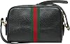 Gucci 719885 DJ2DG 1060 Web Stripe Leather Shoulder Bag, Black, Black, Black