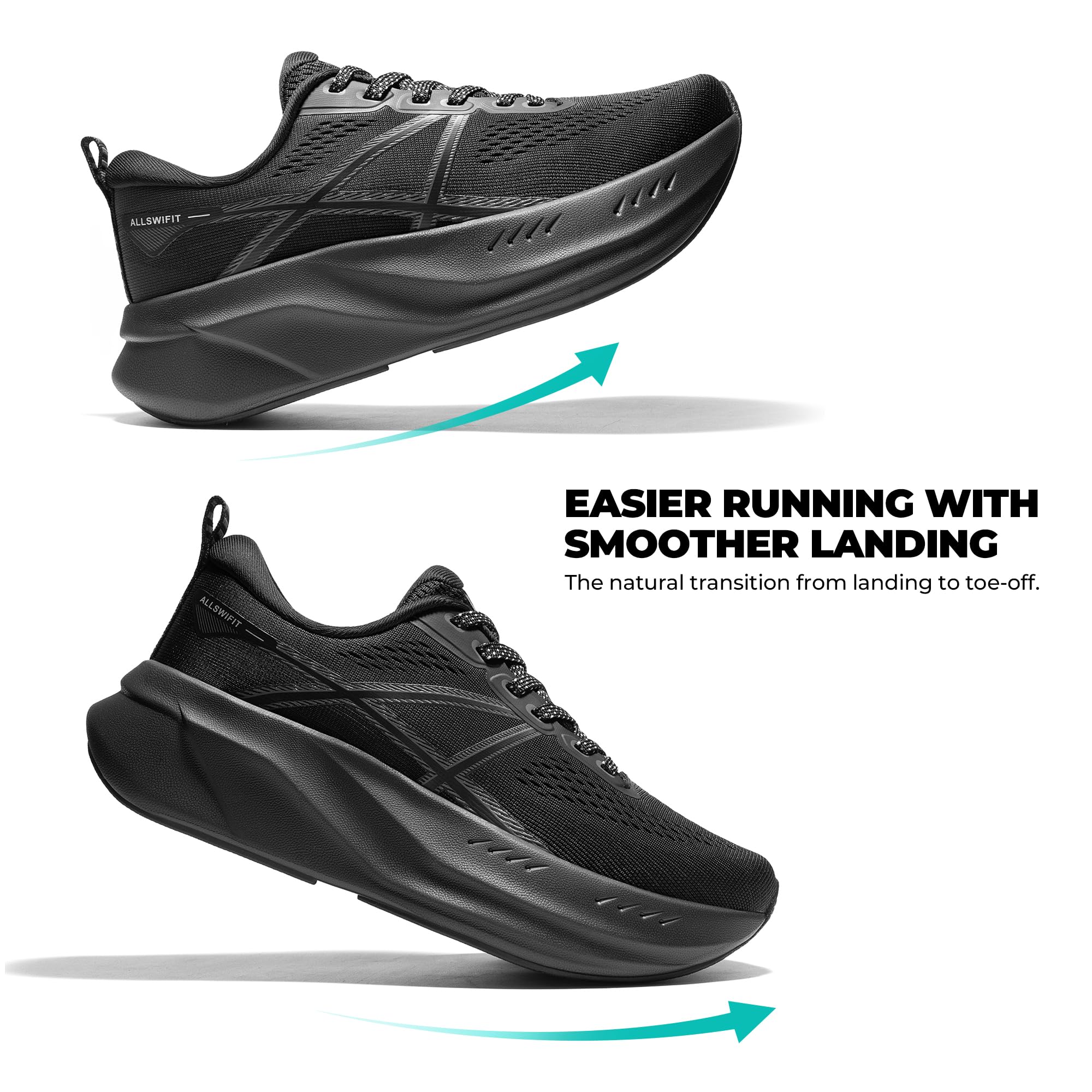 ALLSWIFIT Damskie buty do biegania szosowego poduszka buty tenisowe antypoślizgowe wygodne lekkie siłownia trening atletyczny wsparcie łuku trampki do chodzenia Active5K
