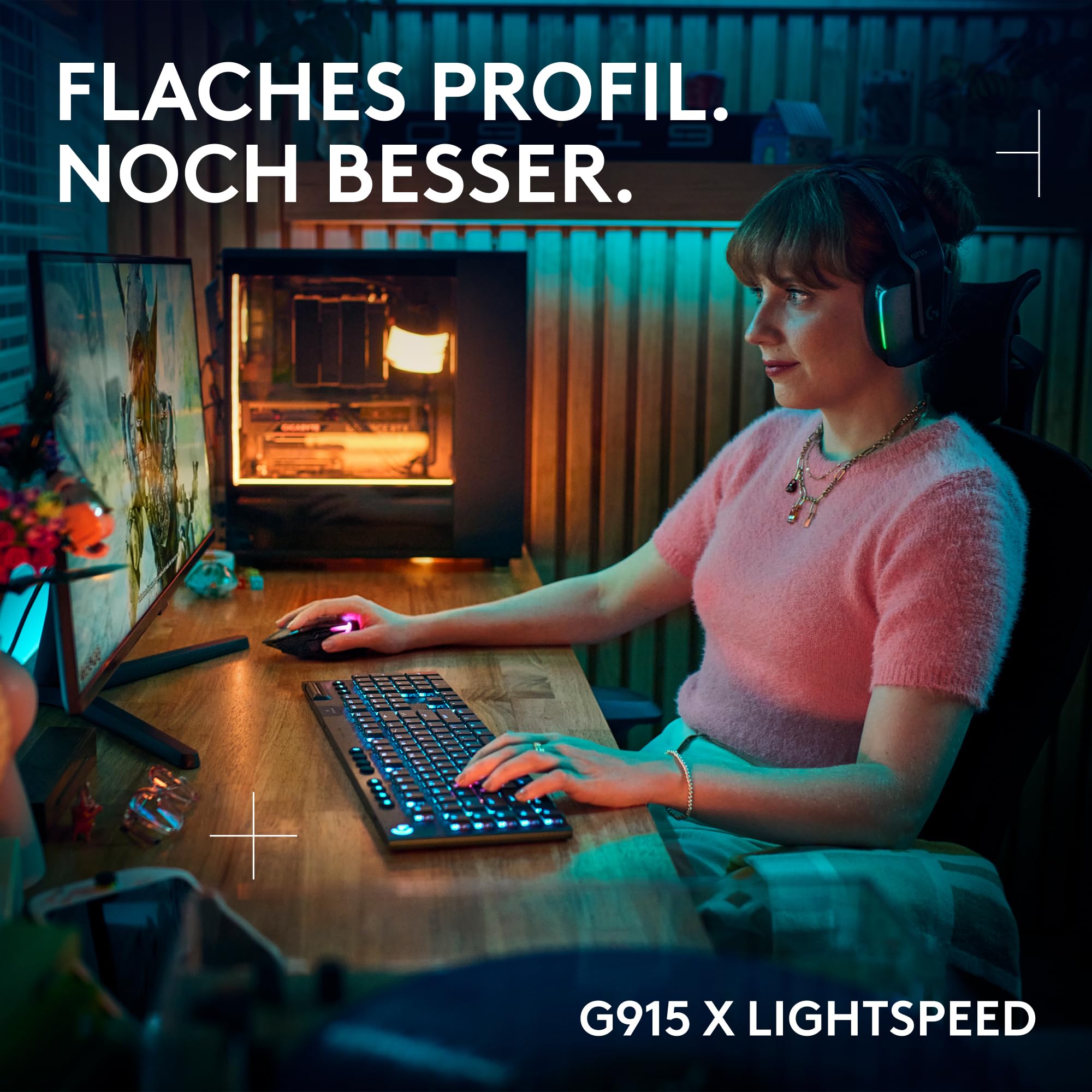 Logitech G 915X Lightspeed Wireless Gaming Keyboard - DEU QWERTZ, RGB Backlight - Dettaglio
