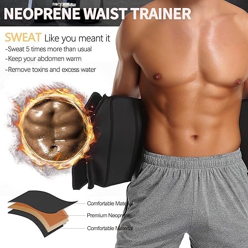 Miniatura 3 de KIWI RATA Corsé de neopreno para entrenamiento de cintura para hombre, cinturón de compresión extra para el vientre