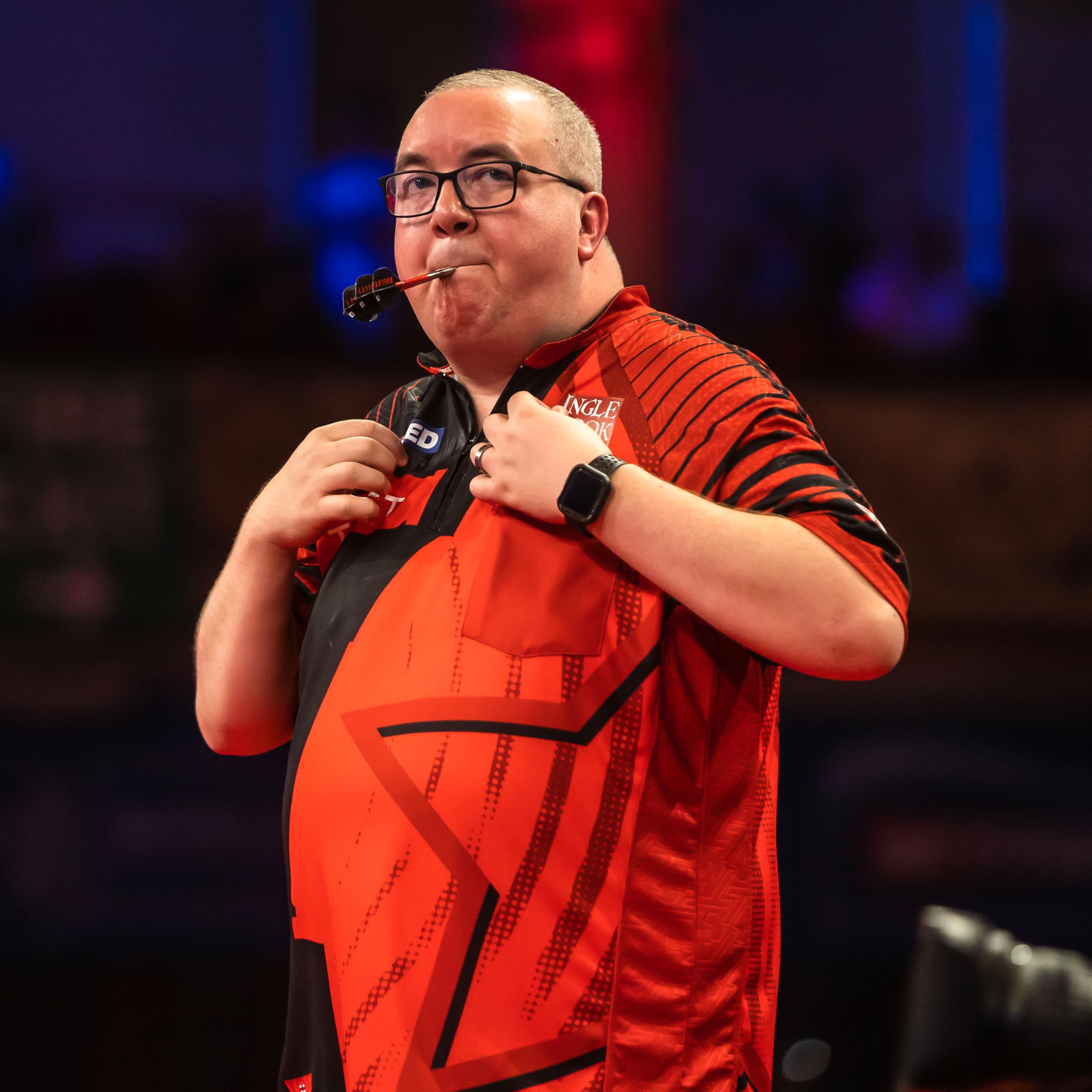 Target Darts Stephen Bunting Dart Shirt 2025, Herren Darts Weltmeisterschaft Shirt, Coolplay kragenloses Dart-Top für Erwachsene, Dartboards Top für Männer, The Bullet Player Edition T-Shirt