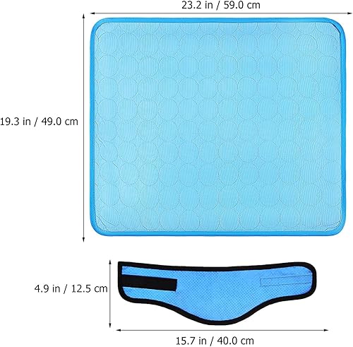 Miniatura 5 de Juego de alfombrillas de enfriamiento para perros, 1 alfombrilla de seda de hielo para perro, 1 manta de enfriamiento para perro, almohadilla de