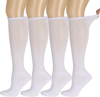 Diabetic Socks for Men & Women, No-Binding Knee High Socks 4 Pairs