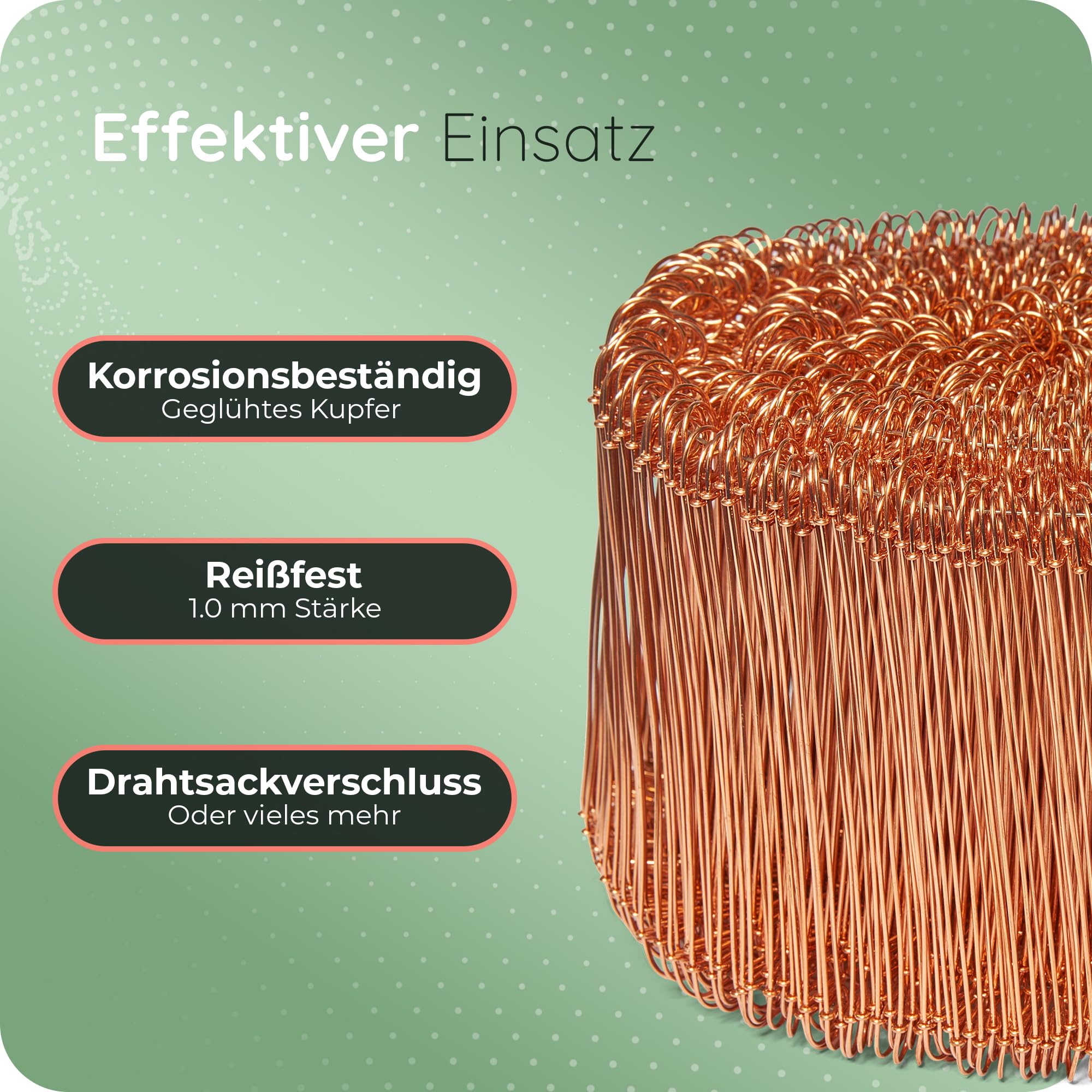 Novatool 5.000 Stück Rödeldraht mit Ösen 1 x 120mm Bindedraht verkupfert, robust & langlebiger Drilldraht, Drahtbinder, Ösendraht, Drahtschlaufen, Ideal als Floristendraht und Blumendraht