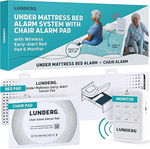 Miniatura 8 de Lunderg Alarma de cama debajo del colchón para adultos mayores – Almohadilla de sensor inalámbrico con alerta temprana y buscapersonas – Alarmas de