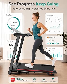 Folding Treadmill with Incline, 3.5HP Quiet Foldable Treadmills for Home 300 lb Capacity, Portable Treadmill Machine with Pulse Sensor and Bluetooth Speaker,7.6 MPH,App,Wide Belt,Space-Saving Design