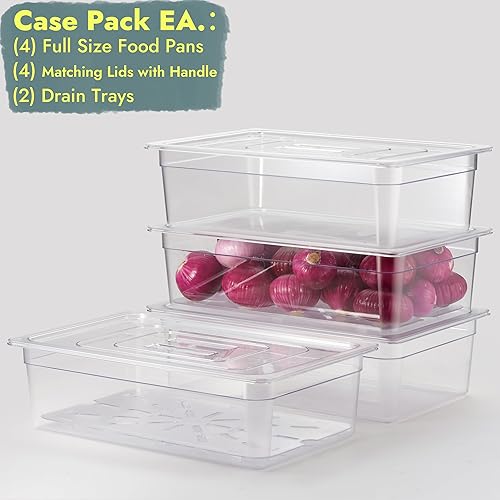 Vista 27 de CURTA Paquete de 6 bandejas de comida NSF, tamaño 1/6 de 2 1/2 pulgadas de profundidad, plástico de policarbonato comercial transparente apto