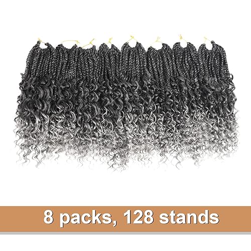 Vista 336 de Goddess Box Braids Crochet Hair With Curly Ends 18 Inch Bohomian Box Braids Crochet Braids 8 Packs 3X Crochet Braids Synthetic Braiding Hair 1B-4-30