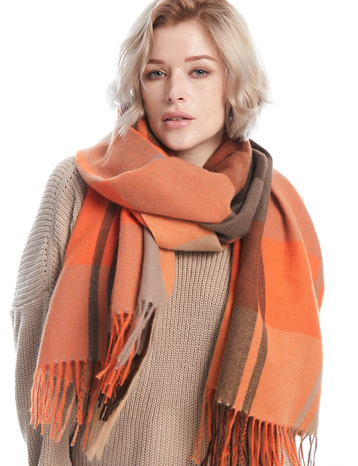 DiaryLookPlaid Warm Blanket Scarf for Winter, Long Ladies Scarves Check Soft, Wool Tartan Shawl Wraps for Women