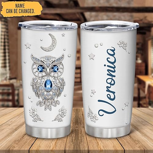 Miniatura 9 de Hyturtle Vaso de búho impreso personalizado, regalos de cumpleaños para el día de la madre para los amantes de los búhos, regalos de búhos para