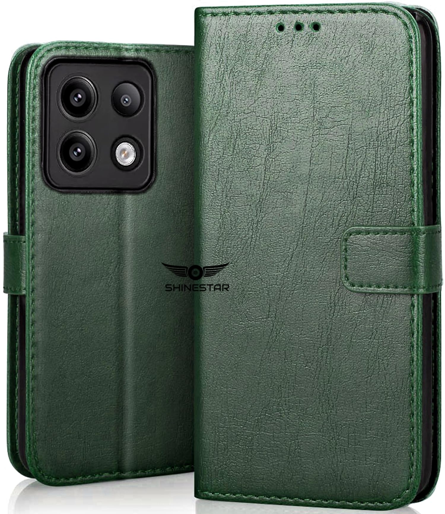 SHINESTAR Redmi Note 13 5G Flip Back Cover | PU Leather Flip Cover Wallet Case with TPU Silicone Case Back Cover for Redmi Note 13 5G - Unique Green (B0CTYNQJ4K) Amazon Price History, Amazon Price Tracker