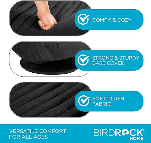Miniatura 14 de BirdRock Home - Silla giratoria para suelo, asiento de espuma viscoelástica, ajustable, 360 grados, respaldo cómodo, cojín para mecedora y