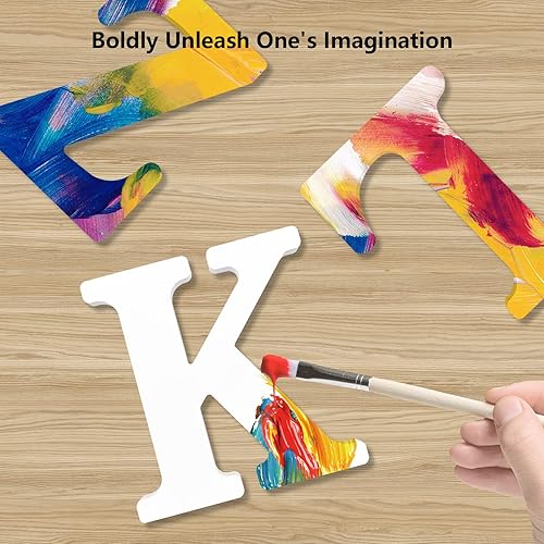 Miniatura 4 de Letras de madera blancas 3D de 6 pulgadas, alfabeto de madera sin terminar para tablero de cartas, decoración de pared, bricolaje, pintado,