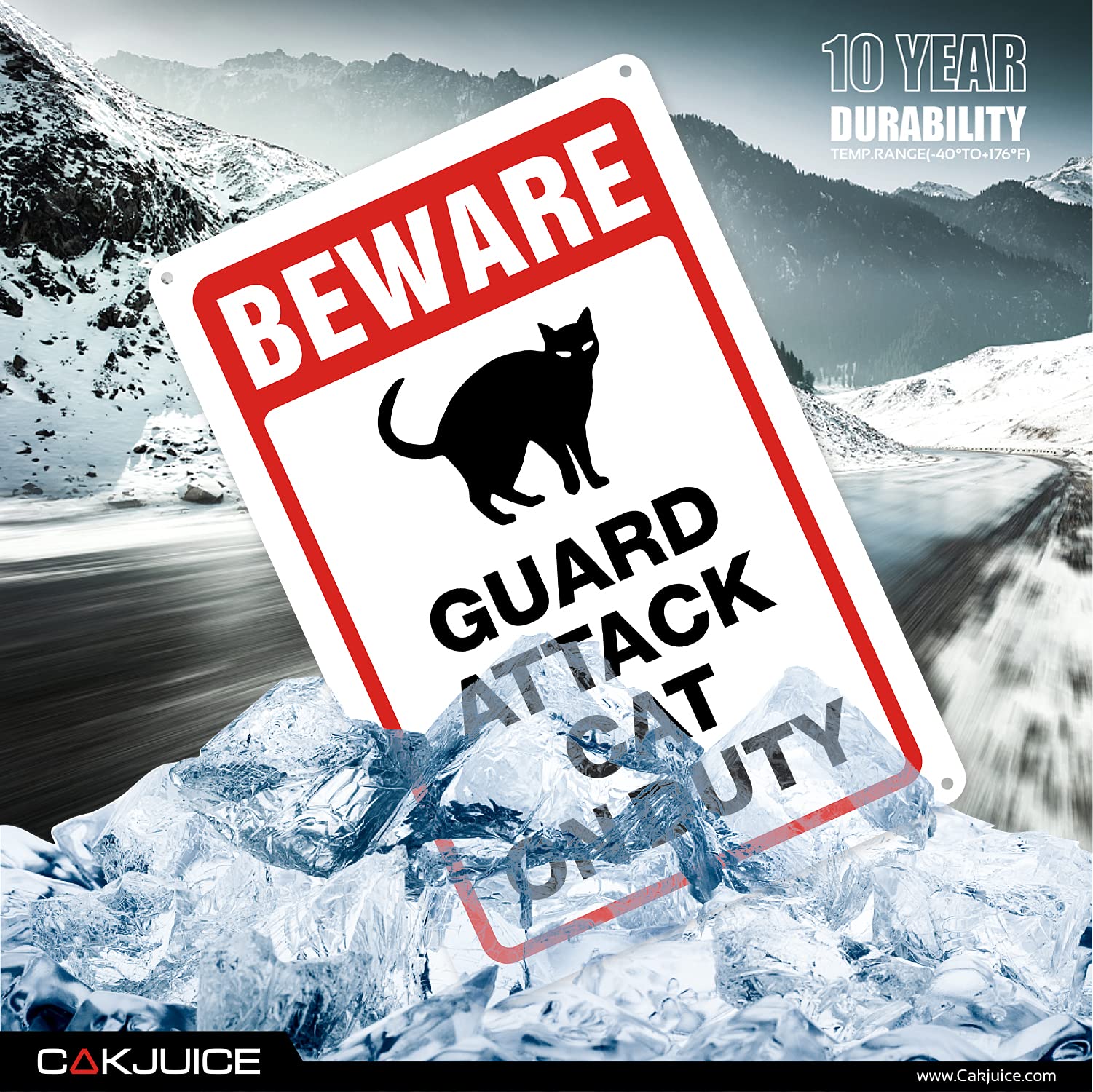 Warnschild 'Beware Guard Attack Cats On Duty' - Rostfreies Aluminium, 30,5x20,3 Cm | Für Innen & Außen