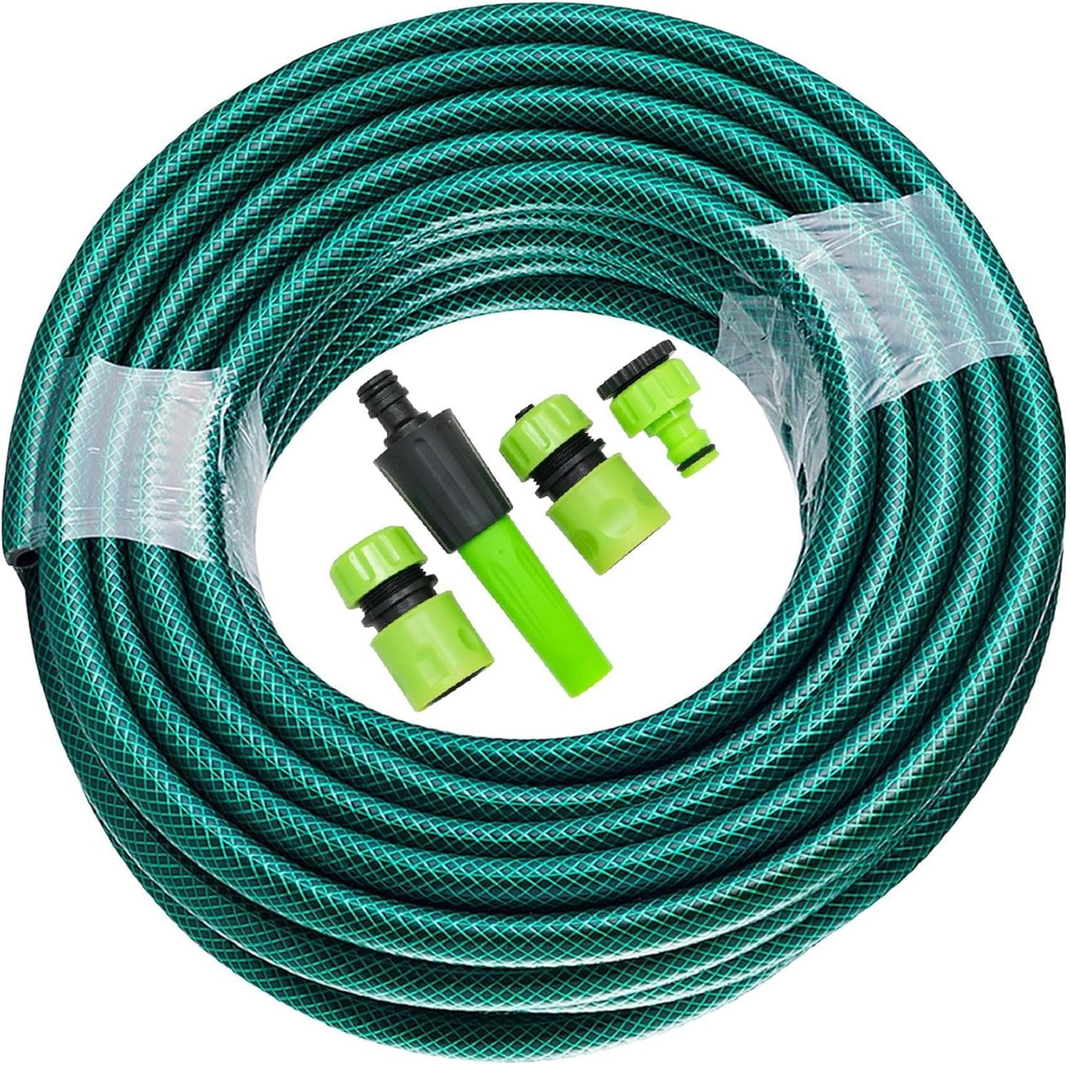 ® Reinforced Flexible Pressure Washer PVC HosePipe, 15M Garden Water Hose Pipefor Reel + Free Attachment Connectors